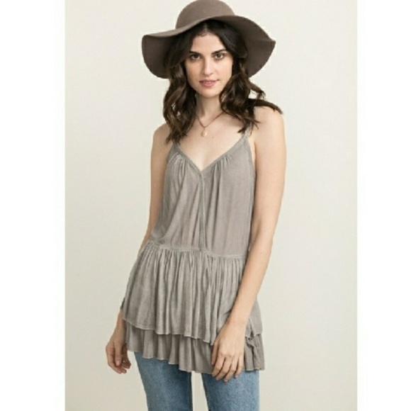 Mystree Tops - Mystree Double Ruffle Cami in size Medium